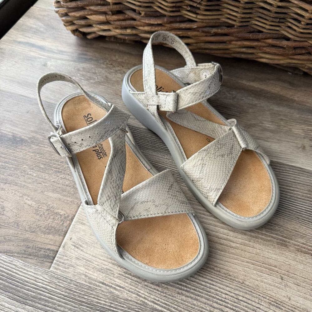 Solidus Natura Plus Leather Comfort Sandals Snake Print Ankle Strap 8.5